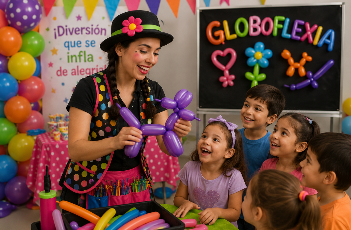 Servicio adicional de globoflexia con figuras de globos para niños