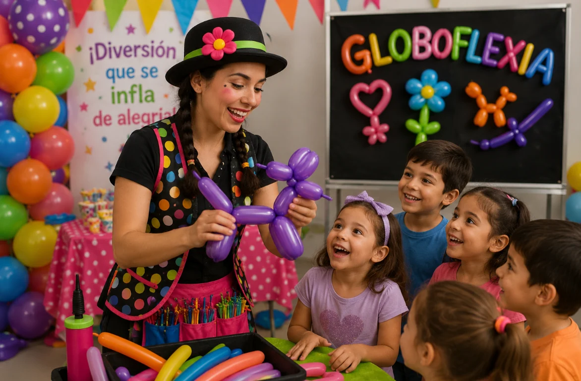 Servicio adicional de globoflexia con figuras de globos para niños